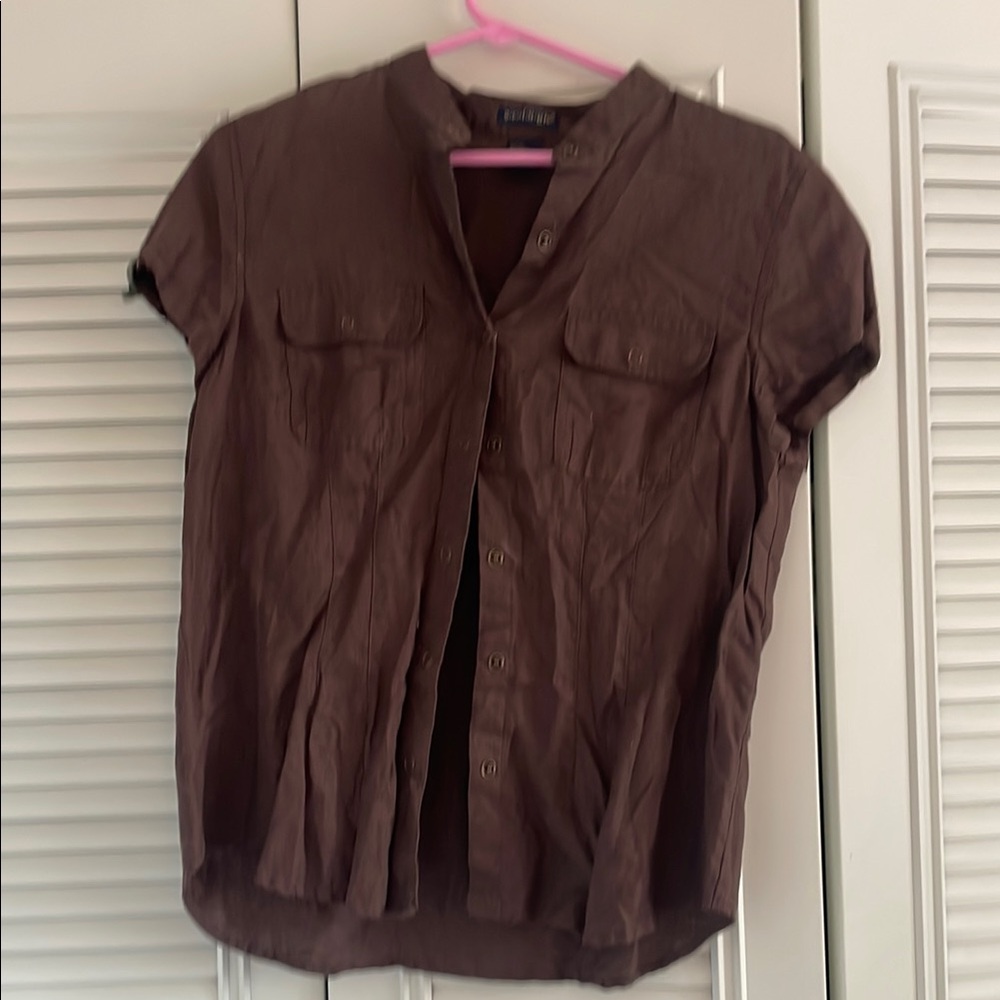 Brown Button-Up Women's Top